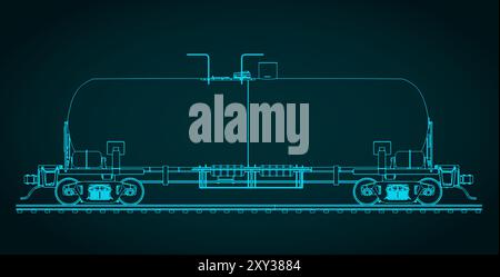 Illustration vectorielle stylisée d'un wagon-citerne ferroviaire Illustration de Vecteur