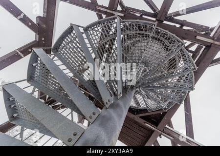 Escalier de la tour de guet Anna dans les montagnes d'Orlicke hory, République tchèque Banque D'Images