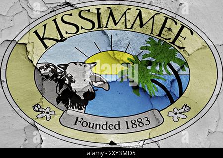 Drapeau de Kissimmee peint sur un mur fissuré Banque D'Images