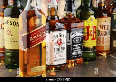 Le whisky est la liqueur la plus populaire au monde. Originaire probablement d'Irlande, maintenant il est également produit en Inde, en Écosse, aux États-Unis, au Canada et au Japon, No Banque D'Images