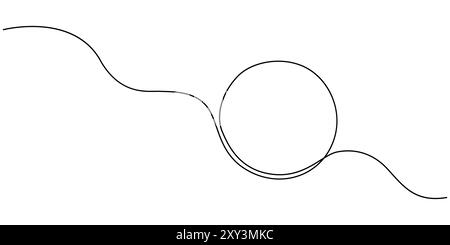 Tracé continu d'une ligne de cercle noir. Contour d'esquisse avec cadre arrondi sur fond blanc. Illustration vectorielle Doodle Illustration de Vecteur