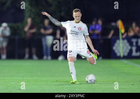 Richlands, Australie. 27 août 2024. Richlands, 27 août 2024 : Jack Clisby (19 Western Sydney Wanderers) en action lors du match entre le Lions FC et les Western Sydney Wanderers lors de la manche de la Coupe d'Australie 16 au Luxury Paints Stadium Matthew Starling (Promediapix/SPP) crédit : SPP Sport Press photo. /Alamy Live News Banque D'Images