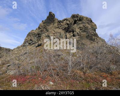 Formation de tuf dans le champ de lave de Dimmuborgir au lac Myvatn en Islande Banque D'Images