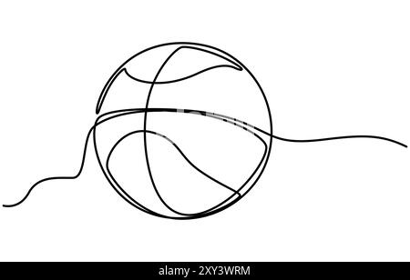 Icône de ligne continue de basket-ball, illustration de ligne continue de basket-ball, illustration de balle de basket-ball orange dans un fond blanc pour l'assemblage Illustration de Vecteur