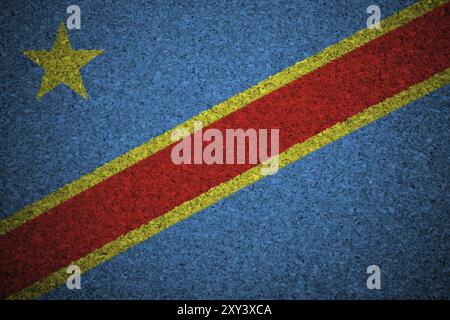 Le drapeau de la République démocratique du Congo peint sur une planche de liège Banque D'Images