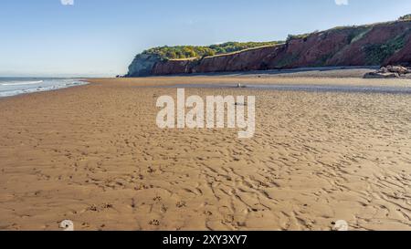 La plage de Blue Anchor, Somerset, Angleterre, Royaume-Uni, regardant le canal de Bristol Banque D'Images