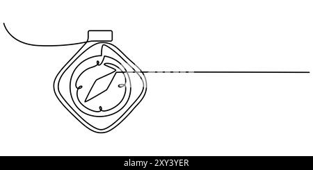 Une seule ligne continue de boussole pour la navigation isolée sur fond blanc, compas voyageur de conception différente. Dessin d'une seule ligne Illustration de Vecteur