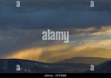 Ambiance légère du soir dans le parc national de Dovrefjell-Sunndalsfjella, Oppland Fylke, Norvège, septembre 2011, Europe Banque D'Images