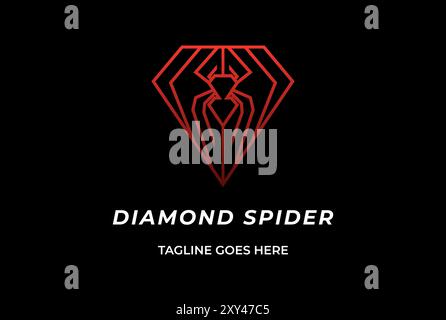 Geometric Diamond Red Widow Spider pour Sport Team Club logo Design Vector Illustration de Vecteur