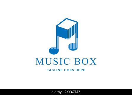 Simple musique minimaliste Key Note Box Cube logo Design vecteur Illustration de Vecteur