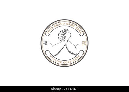 Vintage Retro Arm Wrestling Sport Club badge Emblem Label logo Design Vector Illustration de Vecteur