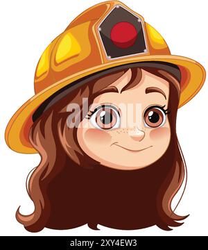 Fille souriante portant un casque de pompier Illustration de Vecteur