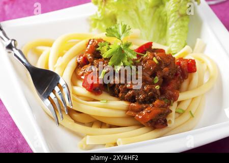 Goulash hongrois aux nouilles macaroni Banque D'Images
