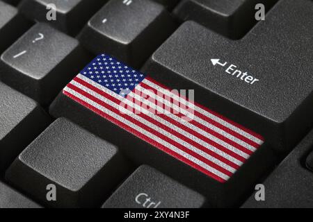 Le bouton drapeau USA sur le clavier. gros plan Banque D'Images