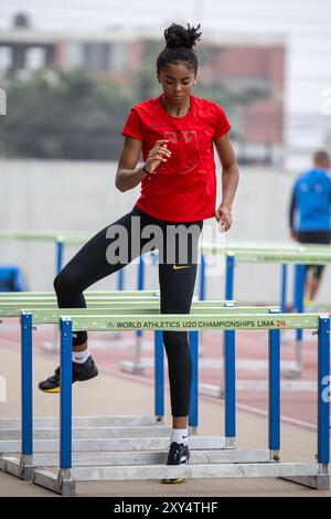 Ella Obeta (LG Eckental), ALLEMAGNE, High Jump Women PER, Leichtathletik, Athlétisme, Championnats du monde U20 Lima 24, U20 Leichtathletik Weltmeisterschaften, 26.08.2024, Foto : Eibner-Pressefoto/Jan Papenfuss Banque D'Images