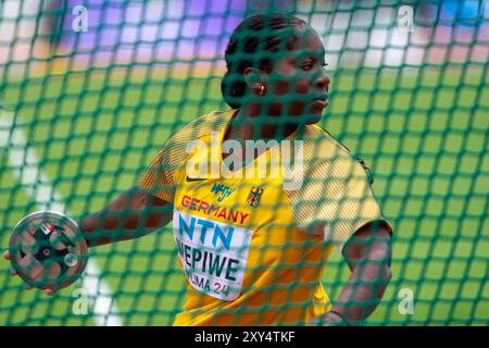 Nadjela Wepiwe (TSG Wehrheim), ALLEMAGNE, Discus Throw Women PER, Leichtathletik, Athlétisme, Championnats du monde d'athlétisme U20 Lima 24, Leichtathletik Weltmeisterschaften, 27.08.2024, Foto : Eibner-Pressefoto/Jan Papenfuss Banque D'Images