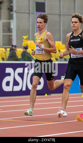 Tom STOEBER (TV Wetzlar) , ALLEMAGNE, 800 mètres hommes PER, Leichtathletik, Athlétisme, Championnats du monde d'athlétisme U20 Lima 24, Leichtathletik Weltmeisterschaften, 27.08.2024, Foto : Eibner-Pressefoto/Jan Papenfuss Banque D'Images