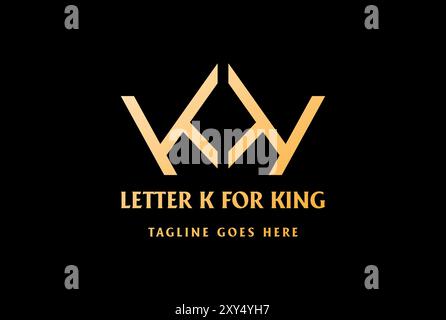 Élégant luxe Golden King Crown lettre K ou KK Monogram initiales logo Design vecteur Illustration de Vecteur