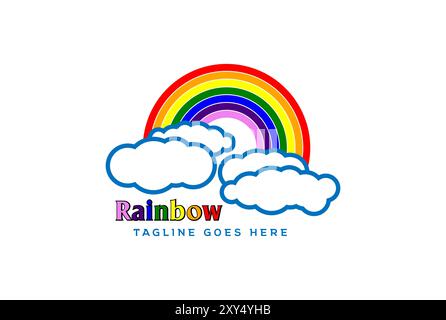 Arc-en-ciel coloré avec nuage pour enfants Play Toys logo Design vecteur Illustration de Vecteur