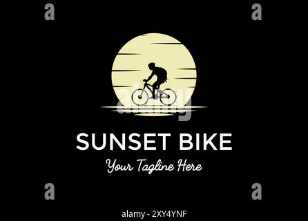 Sunrise Sunrise homme homme vélo masculin Silhouette pour Sport Club logo Design Vector Illustration de Vecteur