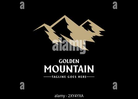 Simple minimaliste Golden Mountain logo Design Vector Illustration de Vecteur