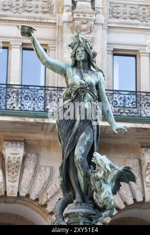 Fontaine Hygieia de 1895 dans la cour de l'hôtel de ville de Hambourg, Allemagne, Europe Banque D'Images