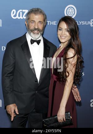 Mel Gibson et Rosalind Ross à la 12e célébration annuelle du ciel de l'Art d'Elysium qui s'est tenue dans une salle privée à Los Angeles, États-Unis, le 5 janvier 2019 Banque D'Images