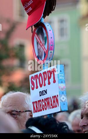 Wahlkampfveranstaltung der AfD zur Landtagswahl in Sachsen auf dem Kornmarkt. Bautzen, 27.08.2024 *** campagne de l'AFD pour les élections d'État en Saxe au Kornmarkt Bautzen, 27 08 2024 Foto:XM.xWehnertx/xFuturexImagex afd bautzen 4801 Banque D'Images