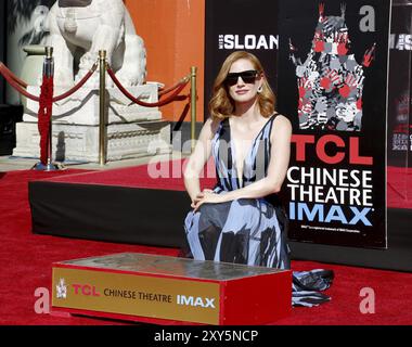 La cérémonie de Jessica Chastain Hand Footprint s'est tenue au TCL Chinese Theatre à Hollywood, aux États-Unis, le 3 novembre 2016 Banque D'Images