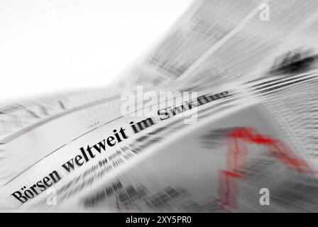 Gros titre sur le krach boursier Banque D'Images