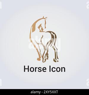 Icône de cheval Silhouette pour logo, carte de visite Beige Brown couleurs Illustration de Vecteur