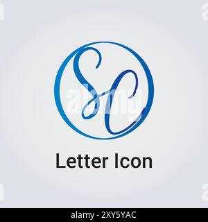 Lettres S et C icônes, monogramme, logo pour entreprise dans les couleurs bleues Illustration de Vecteur