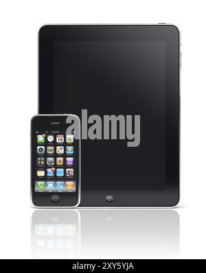 Smartphone Apple iPhone 3Gs Apple iPad tablet with clipping path isolé sur fond blanc Banque D'Images