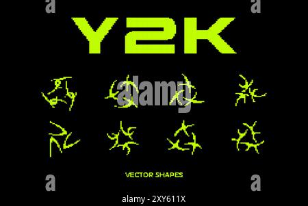 Actif de style de pixel Y2K. formes abstraites vectorielles 8 bits Illustration de Vecteur