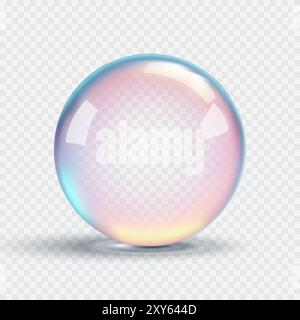 Bulle de savon rose sur fond transparent. 3d goutte d'eau. Illustration vectorielle Illustration de Vecteur