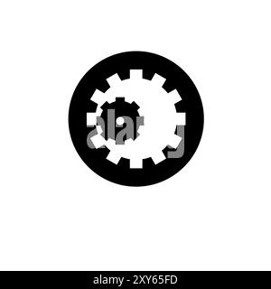 Horloge Gear, Cogwheel Solid Flat Vector icône isolé sur fond blanc. Illustration de Vecteur