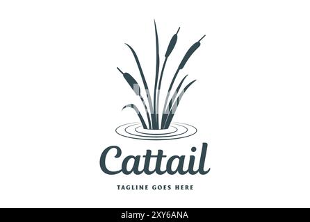 Simple minimaliste Cattail Reed Grass pour Water Creek River Lake logo Design Vector Illustration de Vecteur