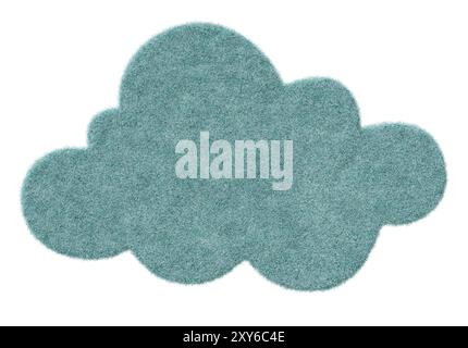 Tapis bleu pastel, forme de nuage, avec texture détaillée, parfait pour les intérieurs de chambre d'enfants modernes, isolé sur fond blanc. Découper le tapis. Enfantin Banque D'Images