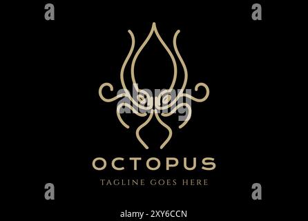 Octopus Squid Cuttlefish Kraken Monogram logo Design Illustration de Vecteur