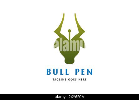 Cow Bull Head Silhouette avec stylo crayon pour Creative Art logo Design Illustration de Vecteur