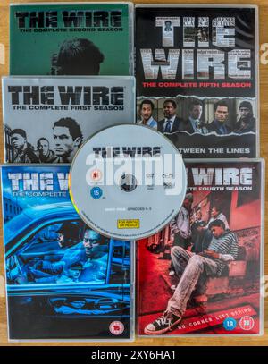 Coffret DVD de la série Wire TV. Sorti pour la première fois sur HBO en 2002. Banque D'Images