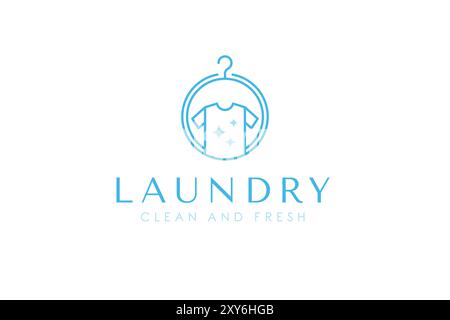 Logo de blanchisserie simple. Combinaison de vêtements, machine à laver et illustration de cintre Illustration de Vecteur