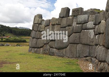 Mur Inca transparente dans la forteresse inca de Sacsayhuaman Cusco Pérou Banque D'Images