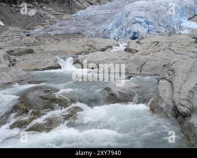De Wikipedia : Nigardsbreen est un bras glaciaire du grand glacier Jostedalsbreen. Nigardsbreen se trouve à environ 30 km au nord du village Banque D'Images