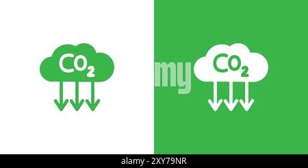 Icône de réduction du CO2 réglée en noir et blanc. vecteur plat simple Illustration de Vecteur