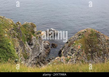 Côte rocheuse entre pointe du Skeul et plage du Port Blanc, belle Ile en mer, Bretagne, France Banque D'Images