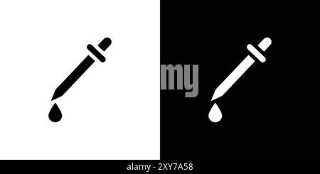 Icône compte-gouttes (2) en noir et blanc. vecteur plat simple Illustration de Vecteur