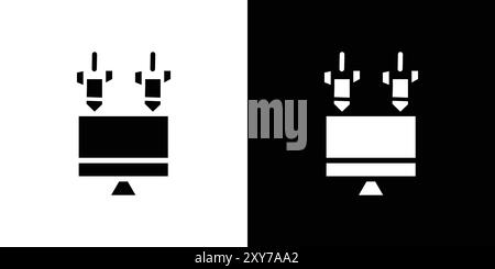 Icône DDoS définie en noir et blanc. vecteur plat simple Illustration de Vecteur