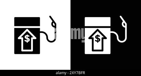 Icône d'augmentation du prix du carburant définie en noir et blanc. vecteur plat simple Illustration de Vecteur