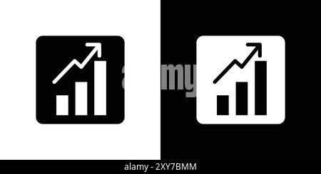 Augmenter l'icône de graphique définie en noir et blanc. vecteur plat simple Illustration de Vecteur
